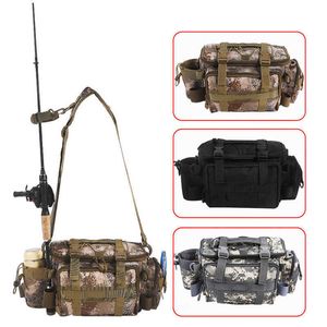 Bolsas ao ar livre bolsa de pesca à prova d'água multifuncional esporte ao ar livre Campo de acampamento Pacote de pesca Sacos de armazenamento de engrenagem de engrenagem Crossbody J230424