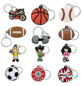 Keychains 5 Keychain Sports Series Basketball Football Rugby Soccer Keyring Custom Key Chain Wedding Souvenir Car Accessories
