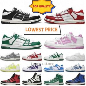 NOVO SKEL TOP amirs Sneakers BANDANA Primavera Sneaker sapatos Homens Mulheres Sapatos Casuais Designer Baixo Sapato Ossos de Couro Applique Superior EVA Footbed Esporte 35-46