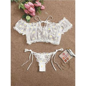 Reggiseni set da donna porno set di lingerie set costumi babydoll 2pcs perizoma topi tops margheri