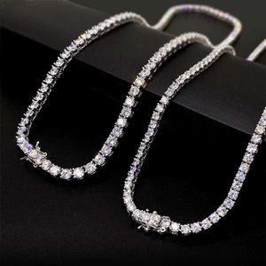 Atacado 2mm 3mm 4mm 5 mm 6 mm Classic 925 Sterling Silver Iced Out VVS Moissanite Tennis Chains Jóias finas