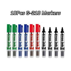 Markörer GXIN G-218 10 PCS Erasable Whiteboard Markers Byt ut påfyllningsfiber Tip Water-Based Ink School Meetingsupplies. 231124