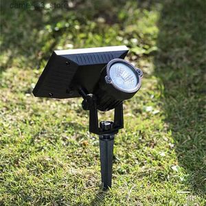 Gräsmattor Utomhus LED Solar Lawn Lamp 5W 10W Solar Light Waterproof Spotlights Justerbar vägg/landskap Trädgård Lagsmattan Solar Spot Light Q231125