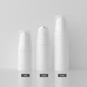 Förvaringsflaskor 5 ml 10 ml 15 ml vit luftlös lotion grädde pump flaska liten rese kosmetisk hudvård plast container dispenser