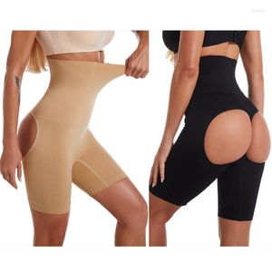 Kvinnors shapers kvinnor hög midja formande trosor bulfer höft push up body shaper slant mage kontroll underkläder svart hud trosor