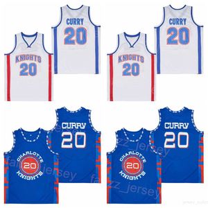 Christian Knights Trikots Film Basketball 20 Stephen Curry Pullover Retro Atmungsaktiv Vintage HipHop College Weiß Team Blau Für Sportfans Genähtes Hemd Gut