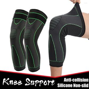 Knee Pads 1Pair Sports Kneepads High Elastic Silicone Non-slip Pressure Bandage Stabilize Patella Running Soccer Extended Pad Support