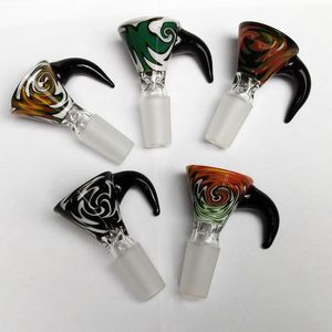 Pinch Side Wig Wag arbetade örtskål Slid glas på glas vatten rörskålar tratt skålen virvel glas skål ört glid med handtag glas glider för bongs 14 mm manliga glider