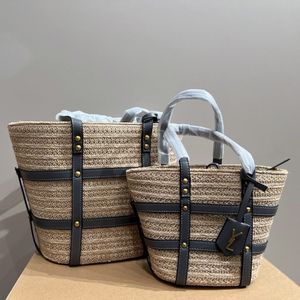 Bolsa feminina bolsa de grife moda bolsa de um ombro nova bolsa de palha trançada clássica para viagens bolsa de compras de grande capacidade bolsa com logotipo do alfabeto