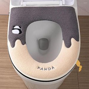 Tuvalet koltuğu Kış Yastığı Yumuşak Sıcak Kapak Panda Desen Nakış Düğmesi Tasarımı Kalınlaştırılmış Rahat Anti-kayma