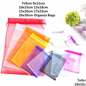 Gift Wrap 10Pcs 15X20 17X23 20X30 Organza Bag Pink Blue Wedding Pouches Gift Jewelry Packaging Birthday Party Supplies1 Drop Delivery Dhgda