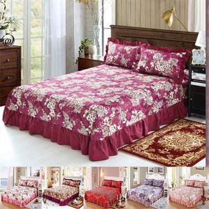 Gonna da letto Gonna da letto di lusso Lenzuolo con volant Copriletti da sposa Coprimaterasso con stampa Coprimaterasso 1pc Copriletti king size Nessuna federa gratuita 230424