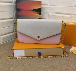 Tasarımcı Pochette Kadın Omuz Çantaları Felicie Lüks Çantalar Çiçek Mektubu Deri Zinciri Crossbody Bayanlar Kutu Yüksek Kalitesi