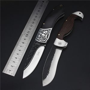 New A1919 Pocket Folding Knife 7Cr17Mov Satin Blade Wood/Steel Head Handle Outdoor Camping Hiking Fishing EDC Knives with Nylon Bag