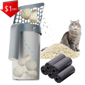 Other Cat Supplies Litter Scoop with Refill Bag Holder Integrated Detachable Deep Shovel Kitten Box Arenero Gato 230424