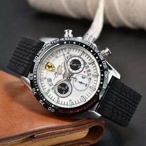 WristWatches for Men 2023 New Mens Watches Six stitches All dial work Quartz Watch Ferrar Top Luxury Brand Chronograph clock Rubber Belt fashion F1 racing car Type one