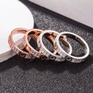 Anéis de amor 2 fileiras de diamantes anel de designer parafuso jóias para mulheres casamento bague escultura carta banhado a prata moissanite Anel zircão brilhante chique ZB019 E23