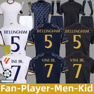 23/24 Vini Jr Hayranlar Oyuncu Versiyonu Erkek Kids Futbol Kitleri Üniforma Gerçek Madrids Eve Away 3rd Bellingham Futbol Gömlekleri Modric Kroos Camavinga Futbol Jersey