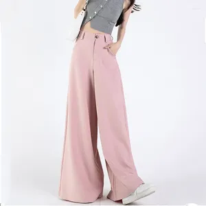 Pantaloni da donna Vintage Pink Baggy Flare Donna Moda coreana a vita alta gamba larga ampia femminile