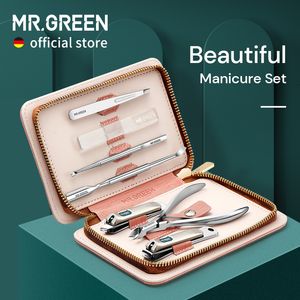 Nail Manicure Set MRGREEN Manicure Set Pedicure Sets Nail Clippers Tools Stainless Steel Professional Nail Scissors Cutter Travel Case Kit 7in1 230425