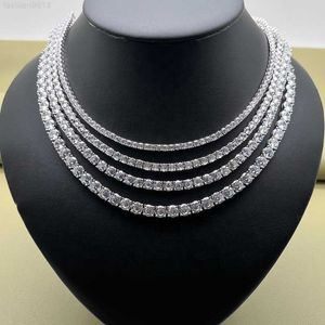 Iced Out D Color VVS 925 Sterling Silver 2mm 3mm 4mm 5mm 6.5mm Moissanite Diamond Necklace Tennis Chain for Men Women