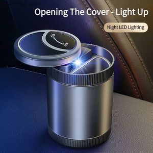 Car Ashtrays Car Ashtray Auto Smart Sensor Open and Close Ashtray Anti-Fly Ash Anti-Smoke Smell Ashtray with LED Light Q231125