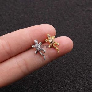 Stud 2 PCS Aço Inoxidável Pequeno Orelha Brincos para Mulheres Moda Animal Lagarto Gecko Punk Unisex Rock Brincos Piercing Jóias YQ231125