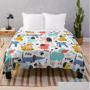 Blankets Colorf Dog Pattern Art Throw Blanket Quilt Nap Soft Halloween Drop Delivery Home Garden Textiles