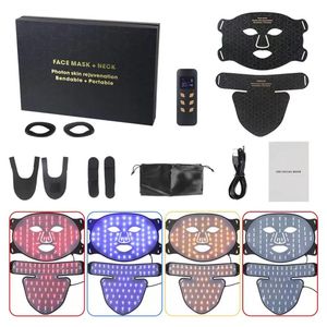 4 Colors LED Red Light Face Mask Neck Silicone Gel Infrared Therapy Skin Rejuvenation Photon NIR Light Brighten Oil Control Anti Wrinkle Ance