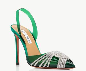 العلامات التجارية الشهيرة Aquazzuras Sandals Gatsby Sling Satin Dress Shoes Love Affair Platform Platfor