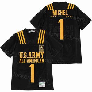 High School do Exército dos EUA All-American Football Jersey Militar 1 Michel Moive Breathable College All Ed Retro Black Pure Pure Pullover University Hiphop Sale