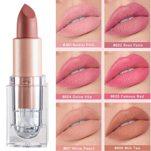 Rossetto opaco Pasta di fagioli Colore rosa Labbra Trucco Impermeabile Cosmetico a lunga durata Idratante Stick labbra 12 colori Trucco quotidiano