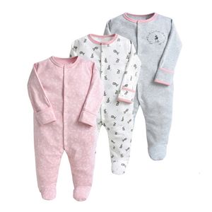 Rompers 3pcs/lote de outono de primavera Brands Born Rous Rous Baby Gary Girl Cotton Roupe