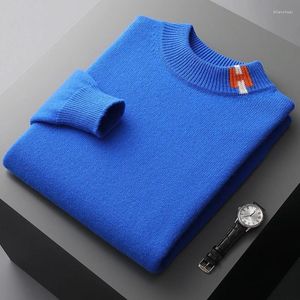 Maglioni da uomo Autunno e inverno Lana merino Mezzo collo alto Maglione a forma di H ispessito a doppio filo Camicia con fondo lavorato a maglia