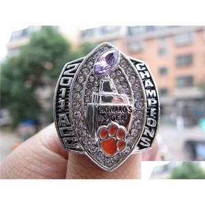 Cluster Rings Clemson 2011 Tigers Acc Championship Ring With Wooden Display Box Souvenir Men Fan Gift Wholesale Drop Drop Delivery Jew Dhsis
