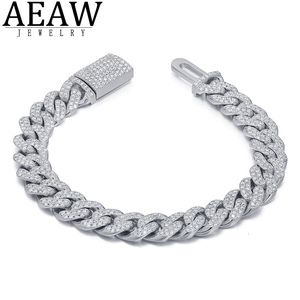 Frisado AEAW Luxo Cuban Curb Miami Link Chain Pulseira para Homens Rapper Jewlery S925 Prata Esterlina 230424