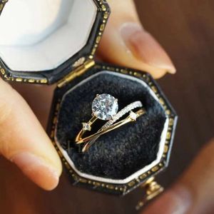 Anéis de diamante simulados de moissanite banhados a ouro sier 1.0ct para mulheres anel de noivado de casamento