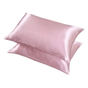 2pcs/lot kraliçe simüle edilmiş ipek yastık kılıfı polyester saten yastık kılıfı basit stil düz renk zarfı kapanma yumuşak nefes alabilen ekstra pürüzsüz yastık kılıfları