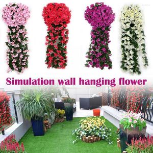 Decorative Flowers 1pc Faux Hanging Rattan Basket Violet Artificial Flower Vine Wall Orchid Simulation Silk Decor T3V9