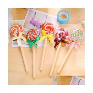 Gelpennor grossist gel pennor 24 st/parti lollipop design 0,7 mm svart bläck kulspet pennstudenter signatur boll office school stationery d dhivn