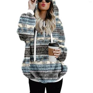 Damen Hoodies Damen Tunika Hoodie Mode Sweatshirt für Damen Lässig Fuzzy Reißverschluss Langarm Lose Pullover Kordelzug Mit Kapuze