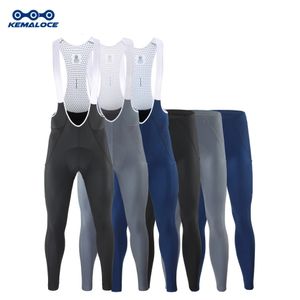Calças de ciclismo KEMALOCE Calças compridas de ciclismo masculinas outono azul cinza almofada de gel reflexiva calças bib calças respiráveis com bolso traseiro 231124