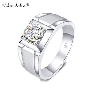 Solitaire Ring 2 Rings For Men 925 Sterling Silver White Gold plated Engagement Wedding Mens Jewellery Trendy Gifts Christmas 230425