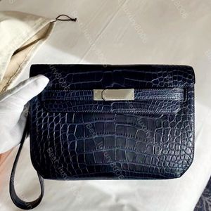 Designer-Geldbörse, klassische Grip-Clutch, luxuriöse, tragbare Tasche, vollständig handgefertigt aus importiertem mattem Krokodilleder mit 24-Karat-Echtgold-Galvanik-Hardware, Unisex-Tasche