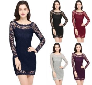 Short Lace Vintage Party Dress Cheap Sheath Long Sleeves Prom Evening Formal Gown Sexy Mini Womne Casual Club Wears Cps630