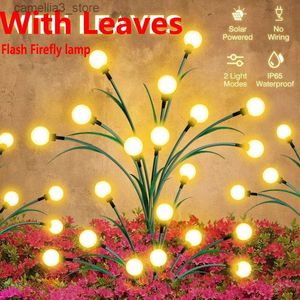 Lâmpadas de gramado Luzes solares de jardim Novo design de folha atualizado LED Firefly Light Outdoor Waterproof Firefly Lawn Lamp Decorat Pátio Quintal Paisagem Q231125