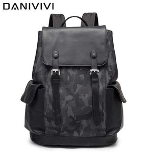 Rucksack Mode Camouflage Rucksack Männer Große Kapazität Reise Leder Herrentasche Laptop Bagpack Schwarz Wasserdicht Männlich Mochila 230417