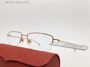 Nuovo venduta piccola lente chiara 18K cornici da 18k dorate oro a semi-cornici quadrati a mezzo frame ottico uomo stile business stile oculare 0071o