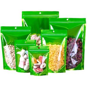 Sacchetti da imballaggio Verde Viola Trasparente Plastica Mylar Foglio Autosigillante Stand Up Sacchetti Alimenti secchi Polvere di fagioli Borsa in alluminio per stoccaggio Lx51 Dhxfp