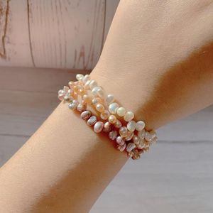 Strand Real Natural Barroce Pearl Bracelets irregulares pequenas flores de água doce branca para mulheres fios de casamento femme fios de miçangas